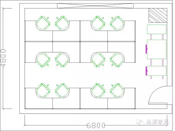 50平米办公室平面图-凡顺办公家具